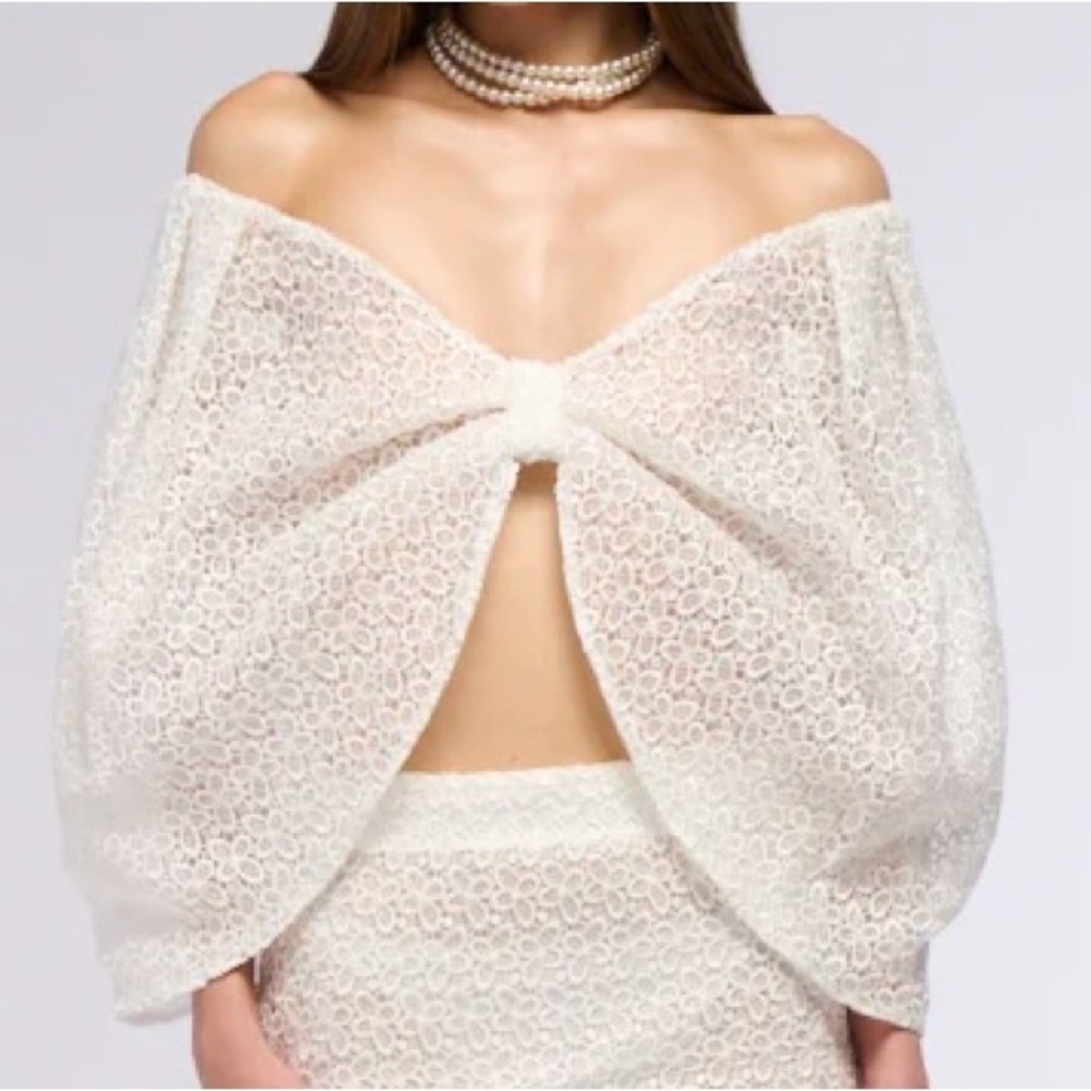 AKIRA Cover Me in Flowers Lace Bow Top